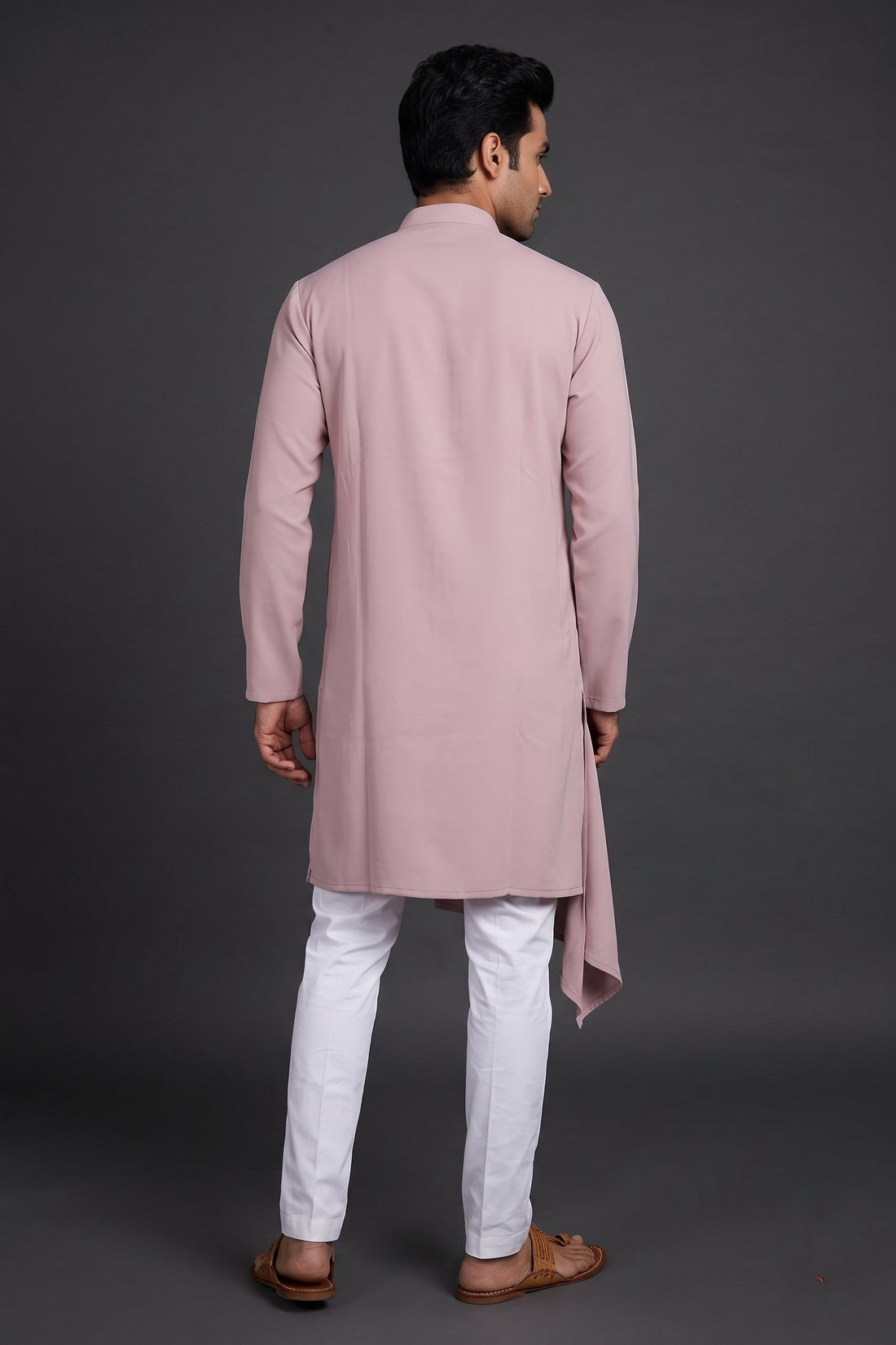 Blush Pink Designer Draped Kurta For Men