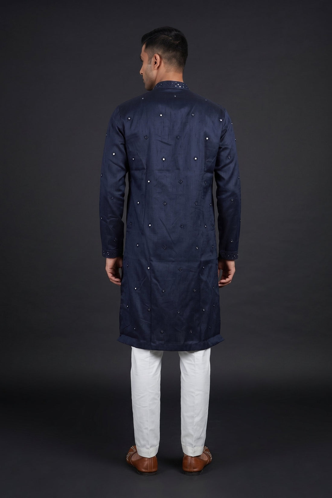 Midnight Blue Mirror Work Festive Kurta