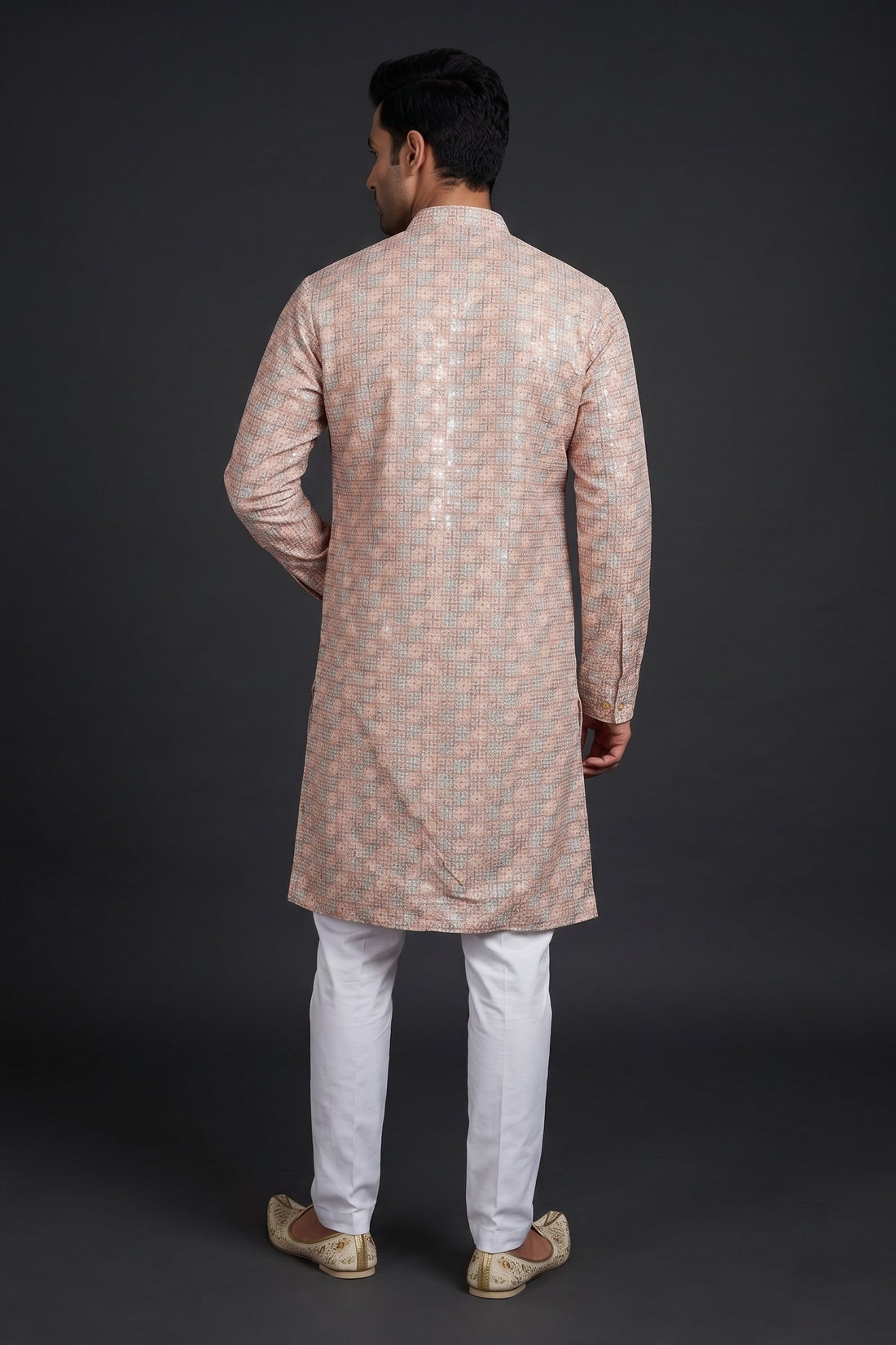 Royal Beige Printed Ethnic Kurta For Men
