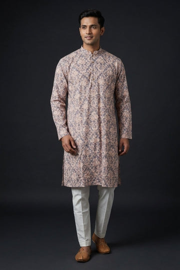 Blush Beige Abstract Printed Festive Kurta