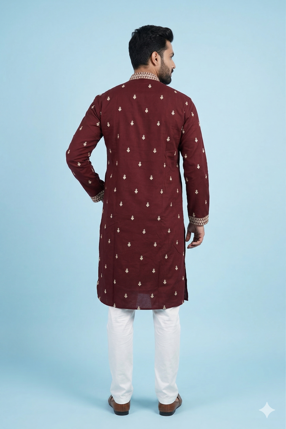 Royal Maroon Embroidered Festive Men’S Kurta