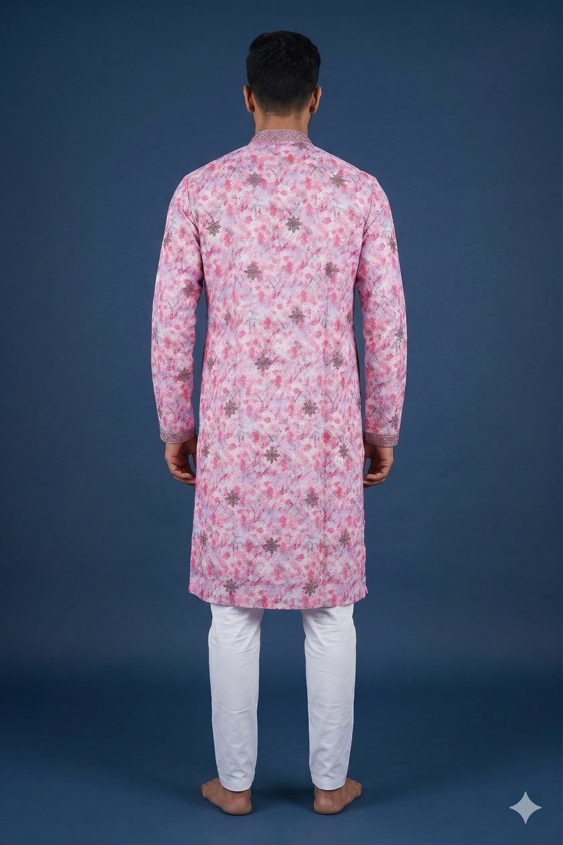 Blush Pink Printed Embroidered Festive Men’S Kurta