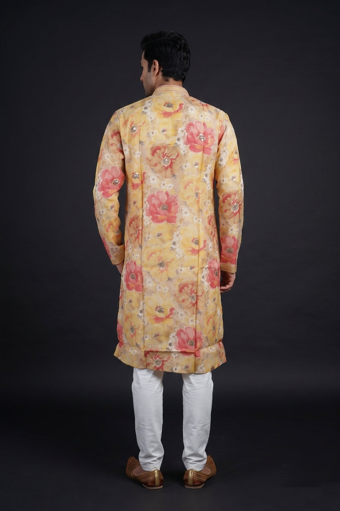 Sunshine Floral Printed Festive Kurta For Men