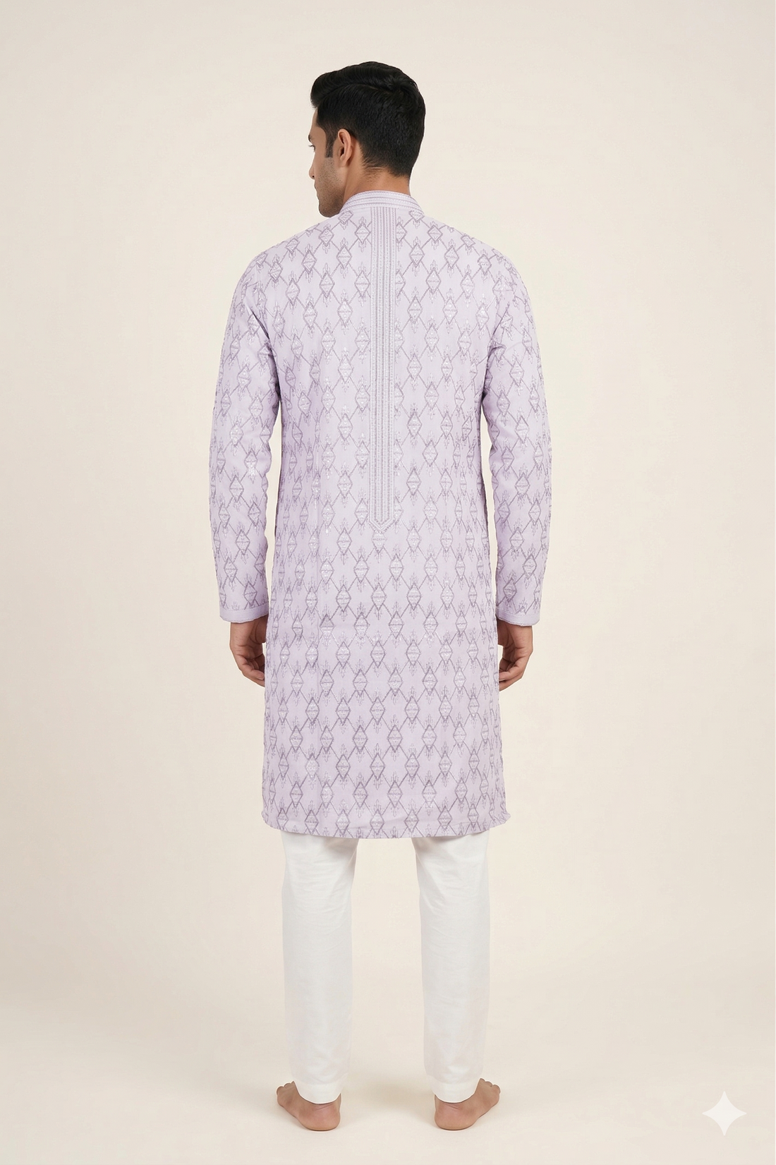 Lavender Geometric Printed Festive Men’S Kurta