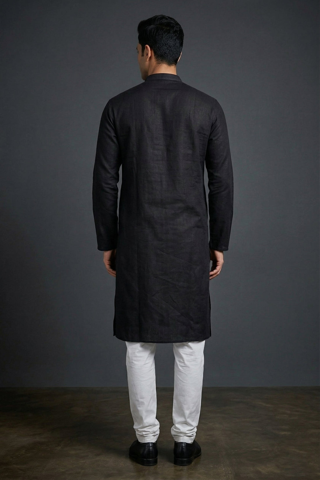 Classic Black Solid Cotton Men’S Kurta