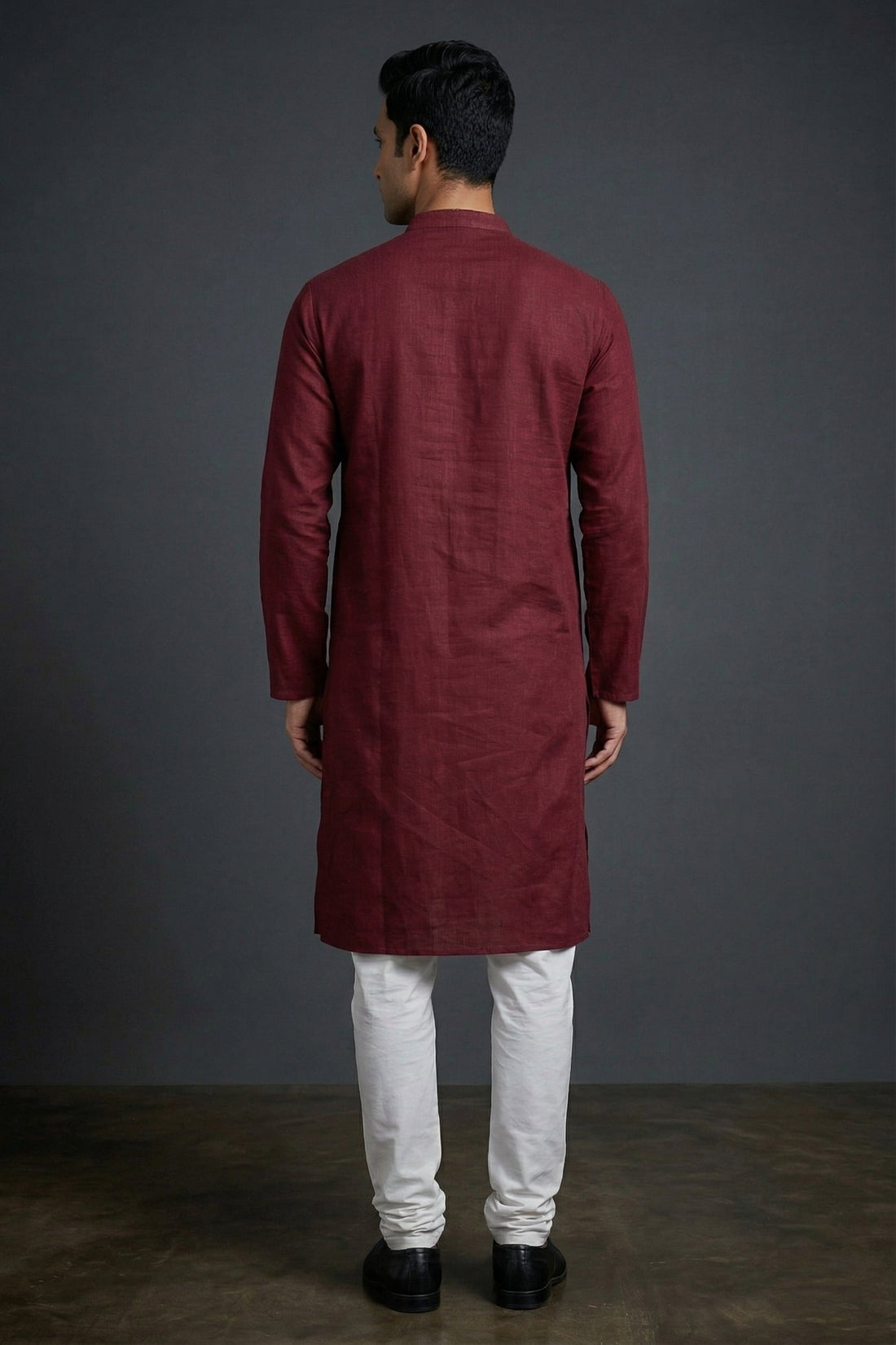 Maroon Classic Solid Cotton Men’S Kurta