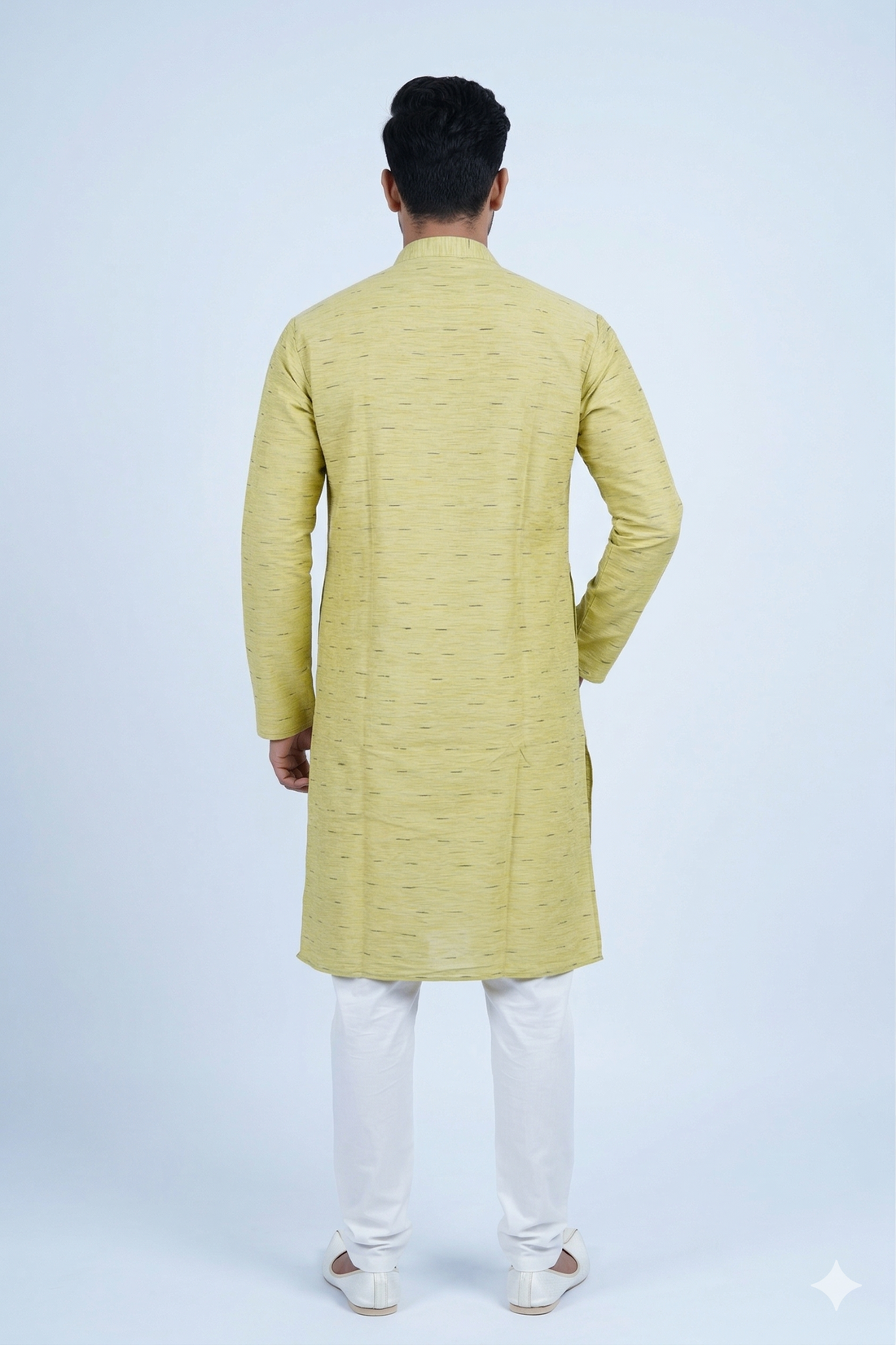 Sunshine Yellow Textured Casual Men’S Kurta