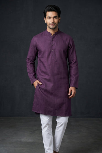 Royal Plum Solid Men’S Kurta
