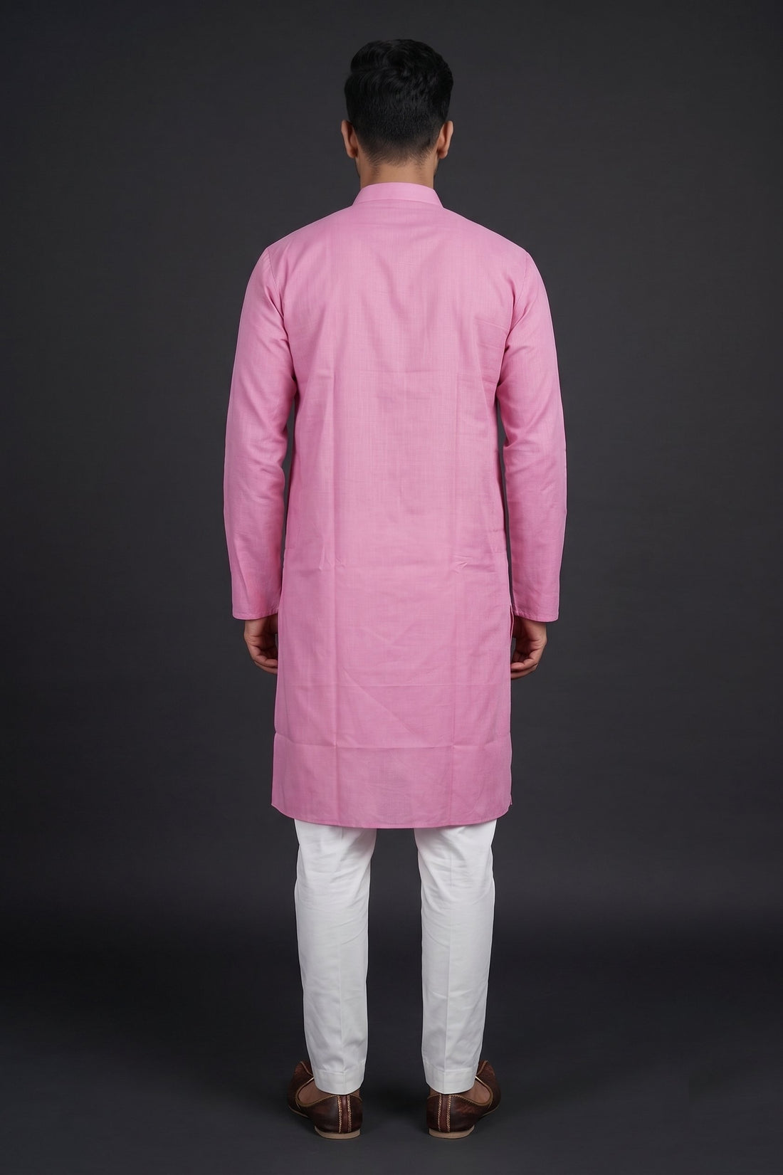 Classic Candy Pink Casual Kurta For Men