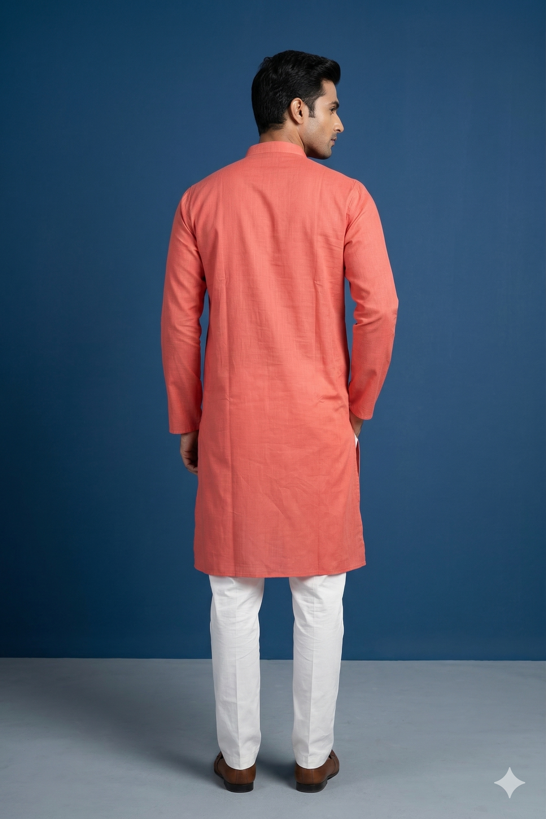 Coral Orange Classic Men’S Kurta