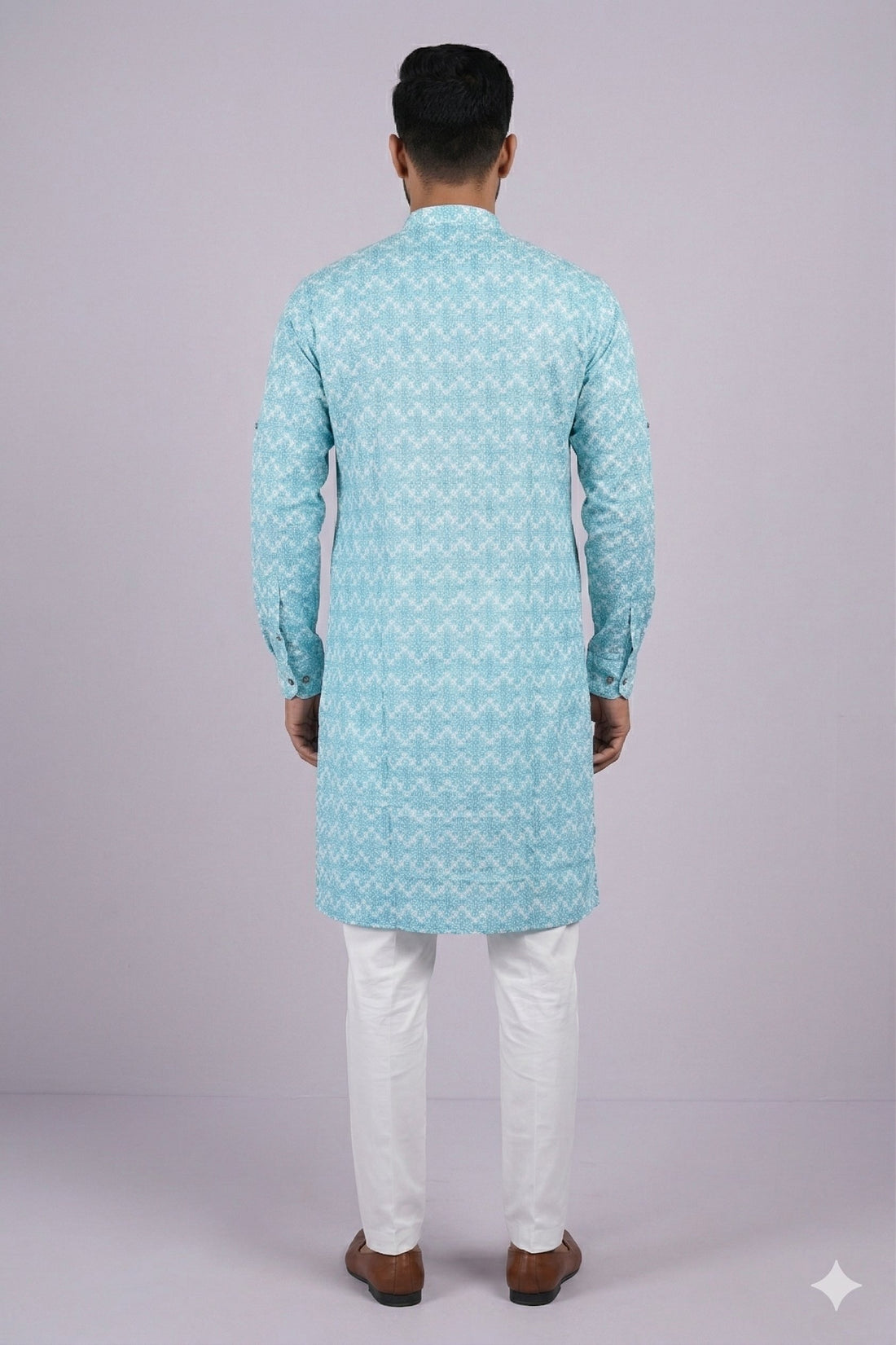 Sky Blue Printed Men’S Kurta