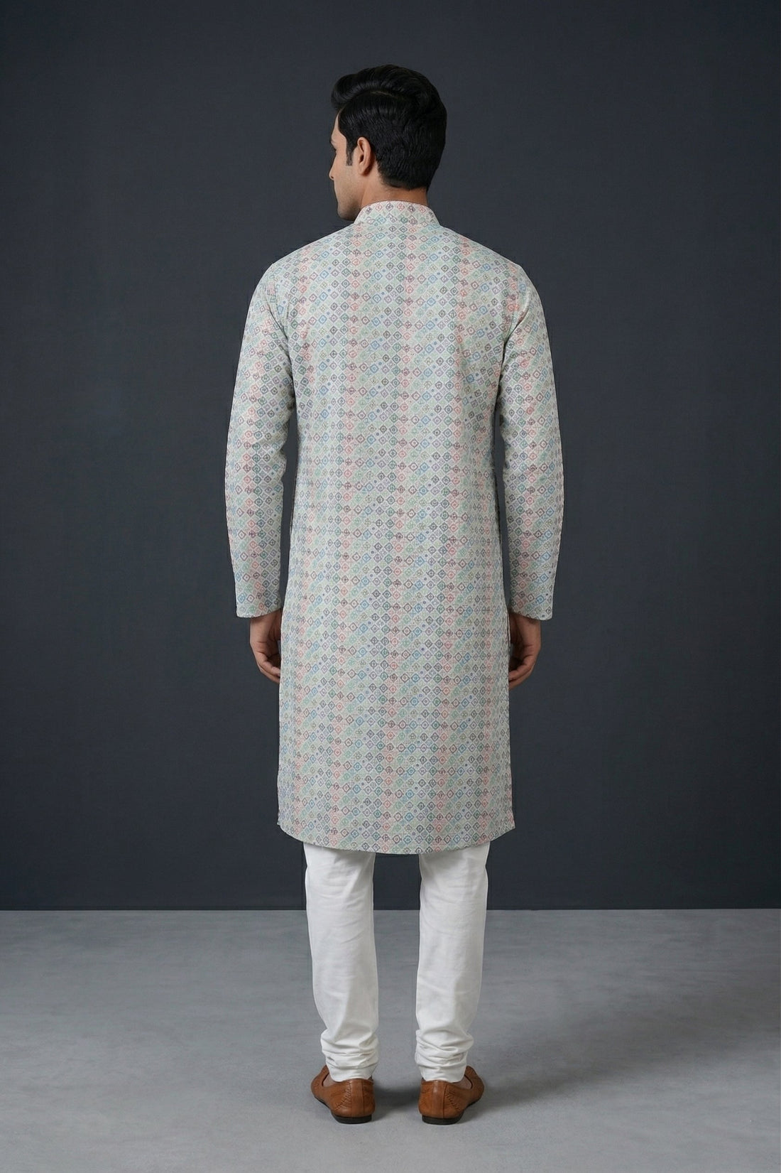 Pastel Geometric Printed Men’S Kurta