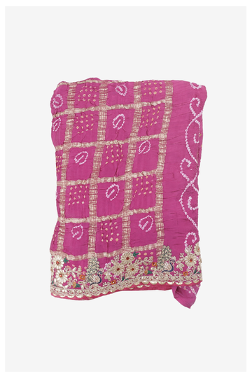 Rani Pink Gharchola Art Silk Wedding & Party Wear Saree