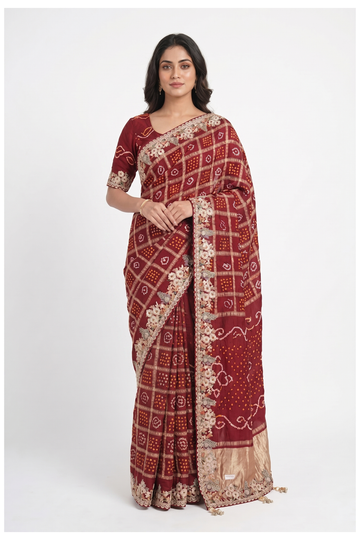 Maroon Gharchola Art Silk Wedding Saree