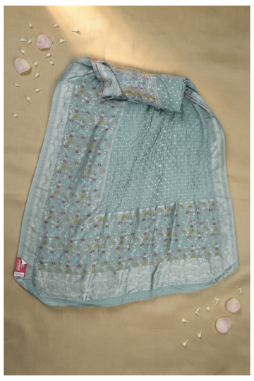 Aqua Bandhni Gajji Silk Wedding Saree
