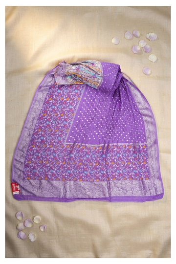 Orchid Purple Bandhni Dola Silk Wedding Saree