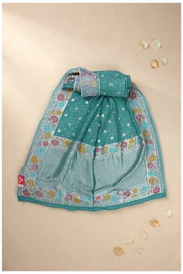 Teal Bandhni Gajji Silk Wedding Saree