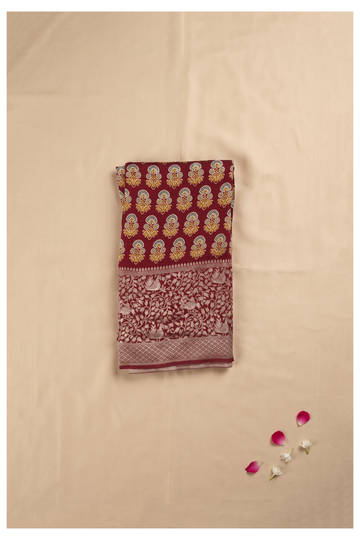 Maroon Banarasi Pure Silk Wedding Party Wear Saree