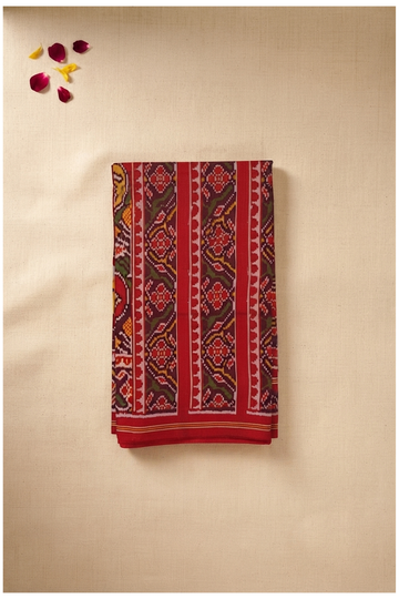 Premium Patola Inspired Pure Silk Saree With Traditional Elephant & Floral Ikat Weaving