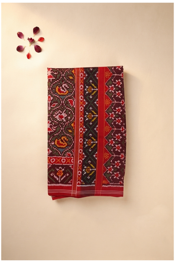 Premium Pure Silk Patola Inspired Maroon Saree With Traditional Heritage Motifs