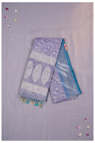 Lavender Banarasi Art Silk Wedding Party Wear Saree