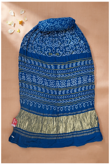 Royal Blue Bandhni Gajji Silk Wedding Saree