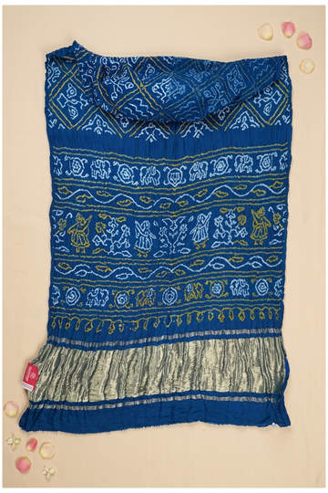 Royal Blue Bandhni Gajji Silk Wedding Saree