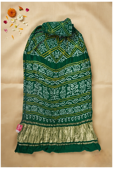 Bottle Green Gajji Silk Bandhni Wedding & Mehendi Saree