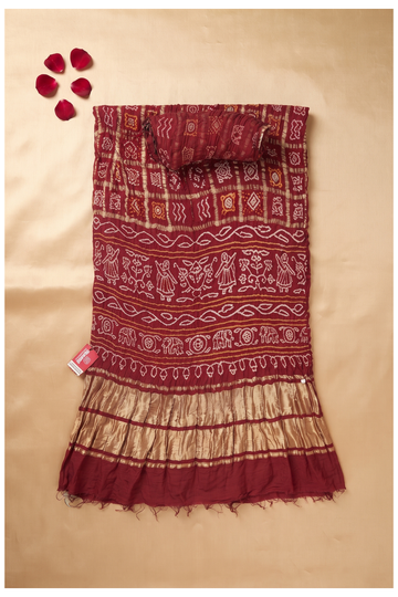 Maroon Gharchola Bandhni Gajji Silk Wedding Saree