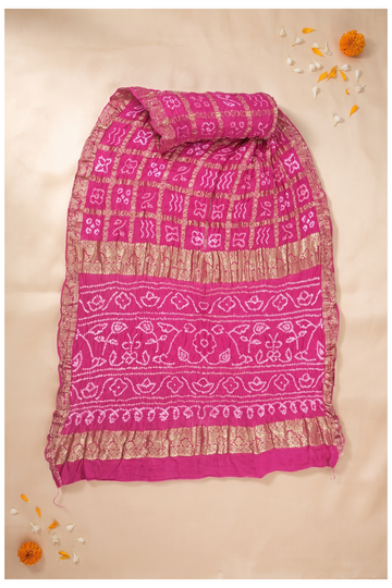 Magenta Gharchola Bandhni Gajji Silk Wedding Saree