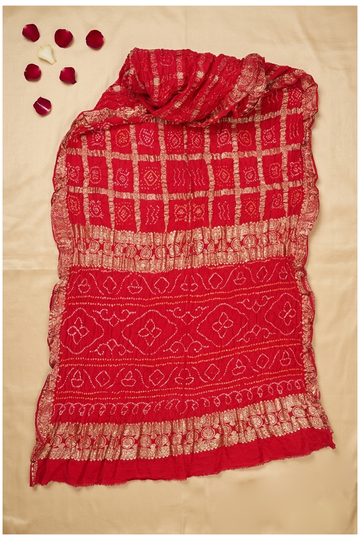 Red Gharchola Pure Silk Wedding Party Wear