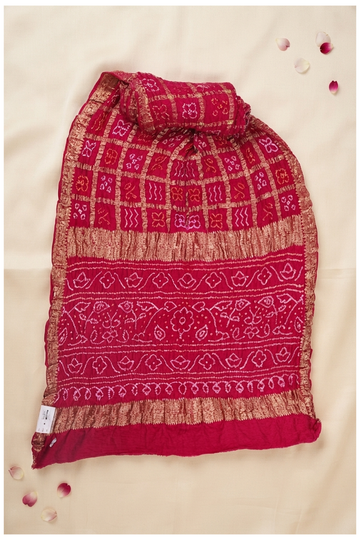 Rani Pink Bandhni Gharchola Gajji Silk For Weddings