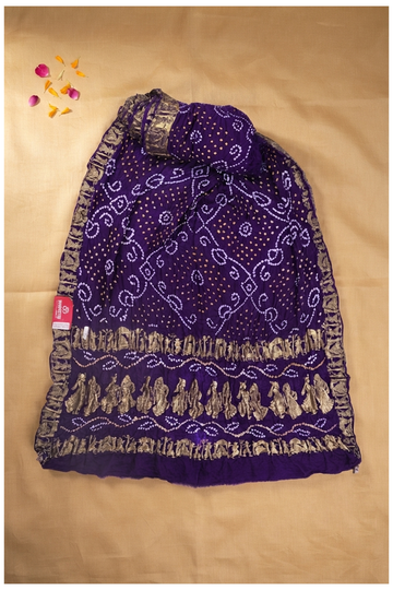 Deep Purple Bandhni Gajji Silk Wedding Saree