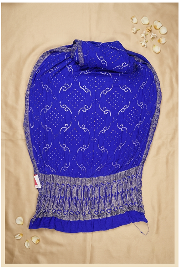 Royal Blue Bandhni Gajji Silk Wedding Party Saree