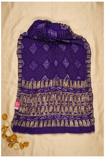 Violet Bandhni Gajji Silk Wedding Saree