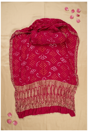 Rani Pink Bandhni Gajji Silk Wedding Saree