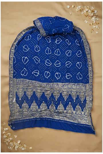Royal Blue Bandhni Gajji Silk Wedding Saree