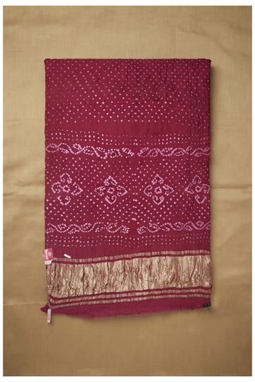 Wine Gajji Silk Bandhni Wedding Wear