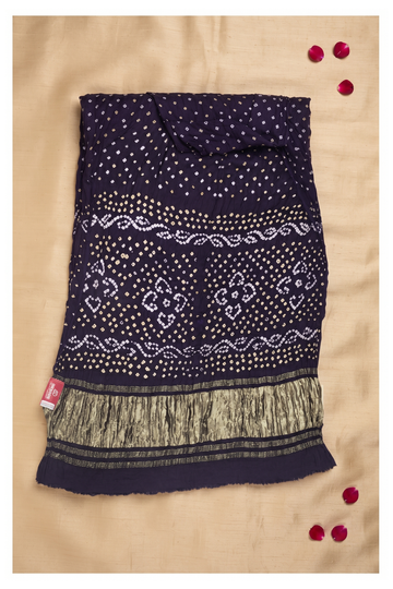 Deep Violet Bandhni Gajji Silk Wedding Saree