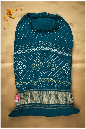 Teal Bandhni Gajji Art Silk For Wedding & Party Wear