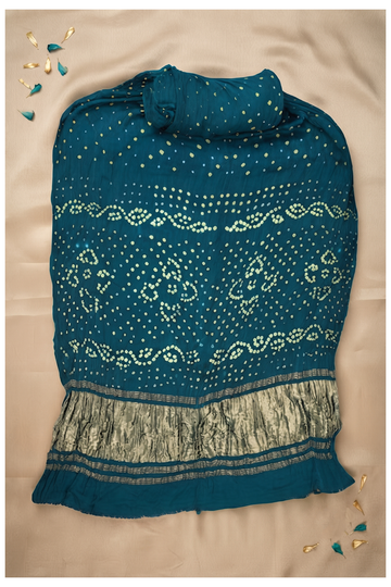Teal Bandhni Gajji Art Silk Party Wear