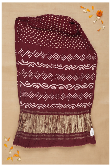 Maroon Bandhni Gajji Silk Wedding Saree