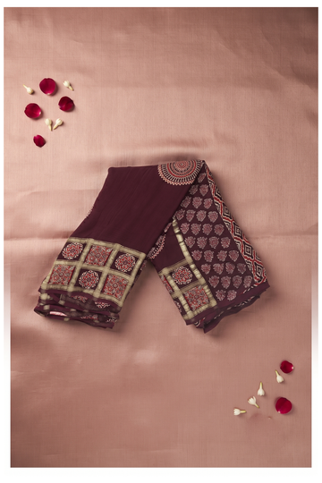 Wine Gharchola Gajji Silk Wedding Saree