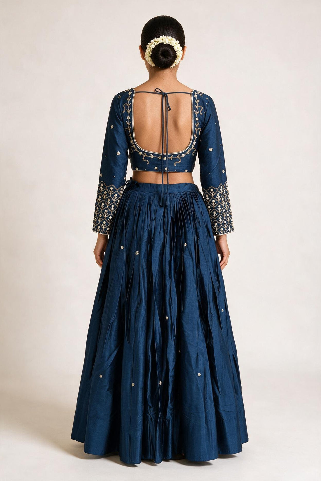 Navy Blue With White Dupatta And Gold Embroidery Chaniya Choli