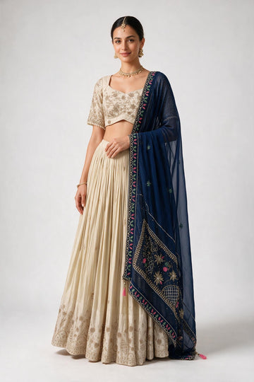 Ivory Embroidered Lehenga Choli