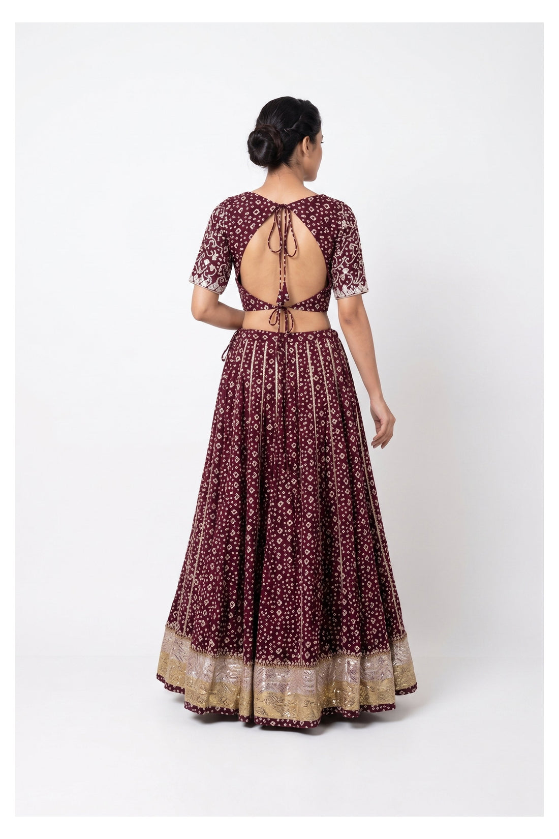 Maroon Bandhani Print Chaniya Choli