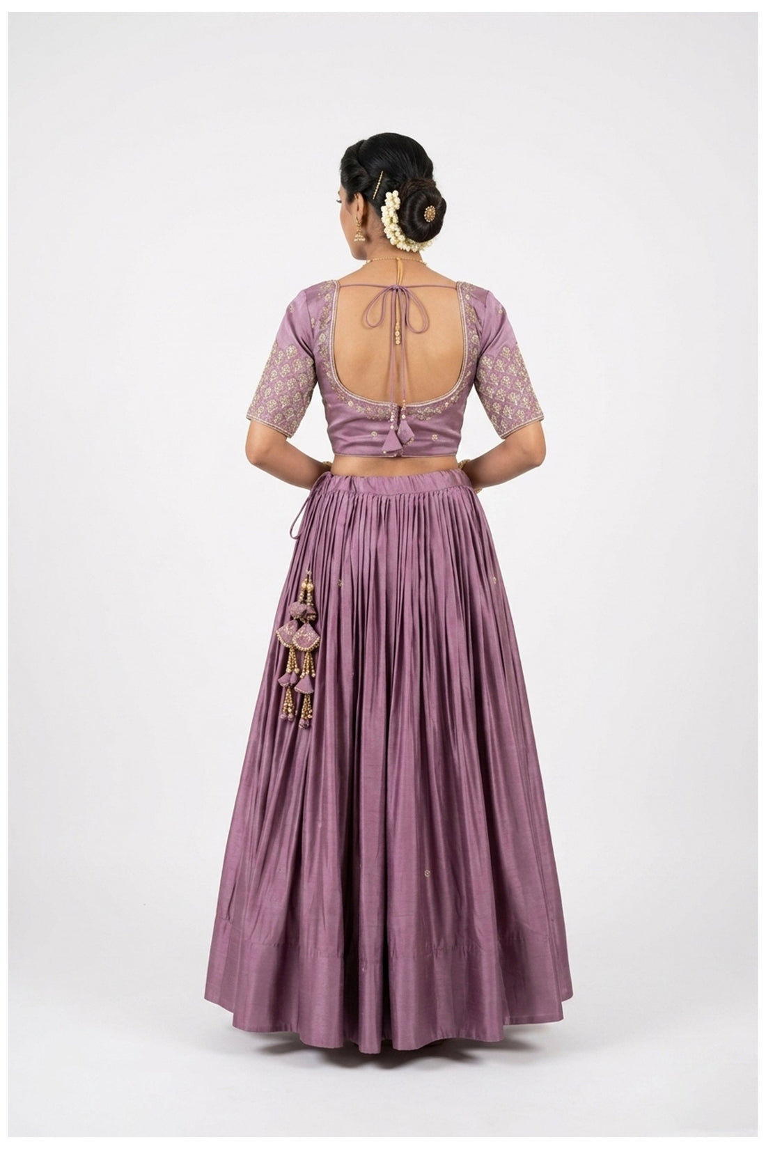 Lavender Silk Lehenga Choli With Embroidered Dupatta