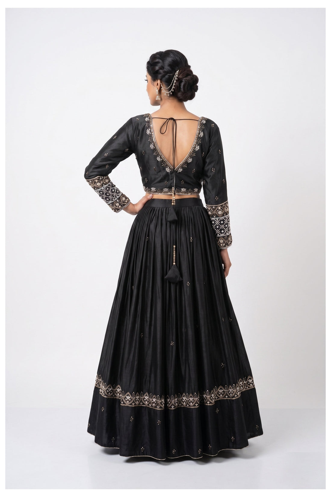 Black Designer Lehenga Choli With Embroidered Net Dupatta