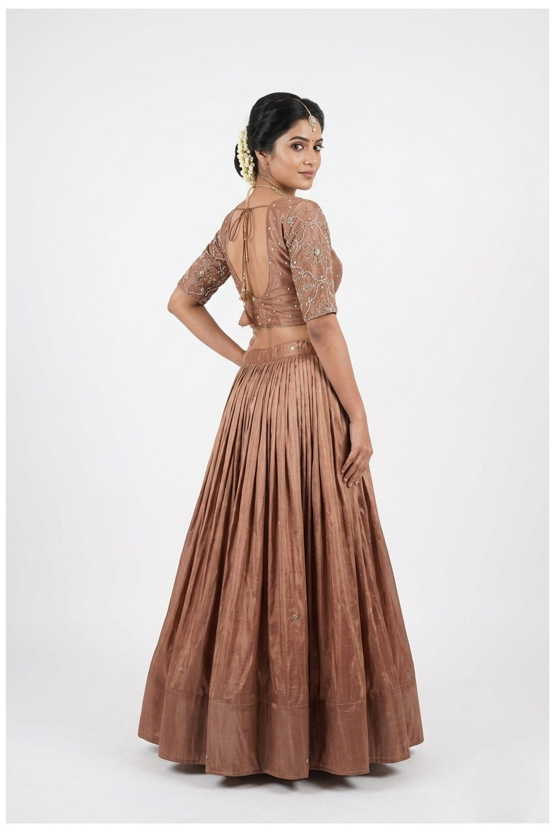 Mocha Brown Embroidered Lehenga Choli With Designer Dupatta