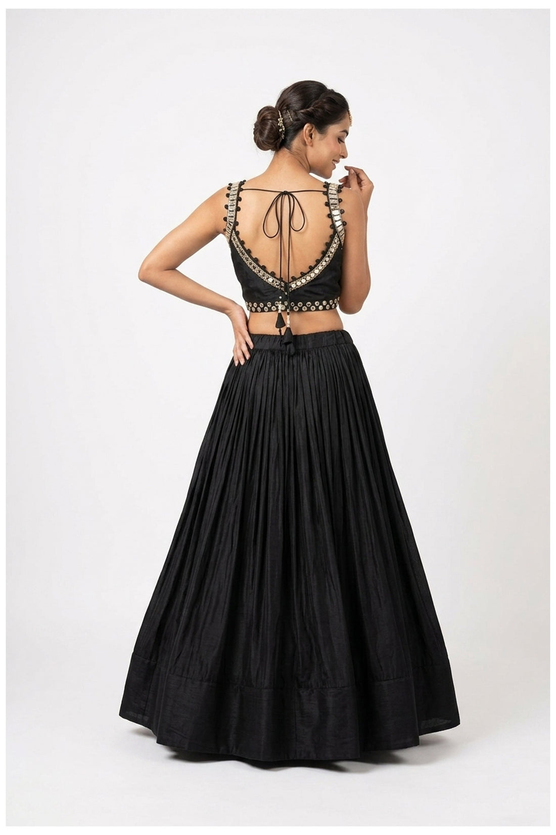 Black Tie-Dye Lehenga Choli With Designer Dupatta